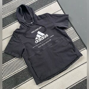 Adidas Post Game Short Sleeve Graphic Text Hoodie